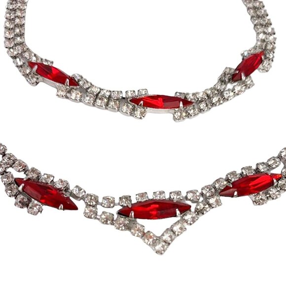 VINTAGE Artistic 1950's Rhinestone Three Piece Glam Parure Jewelry Set - Picture 3 of 11